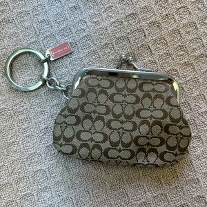 EUC Coach Keychain/ purse charm kiss lock purse, minisig pattern
